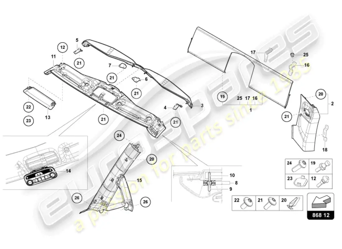 lamborghini sian roadster (2021) interior decor parts diagram