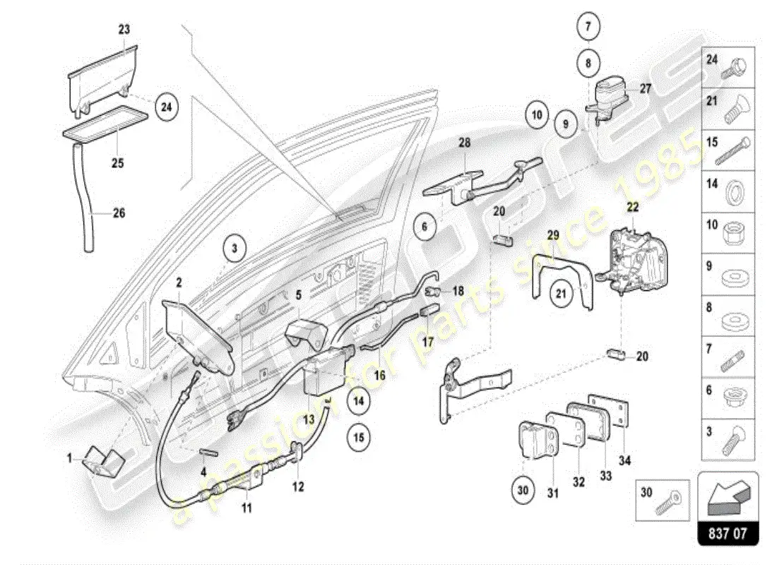 lamborghini diablo vt (1998) door parts diagram