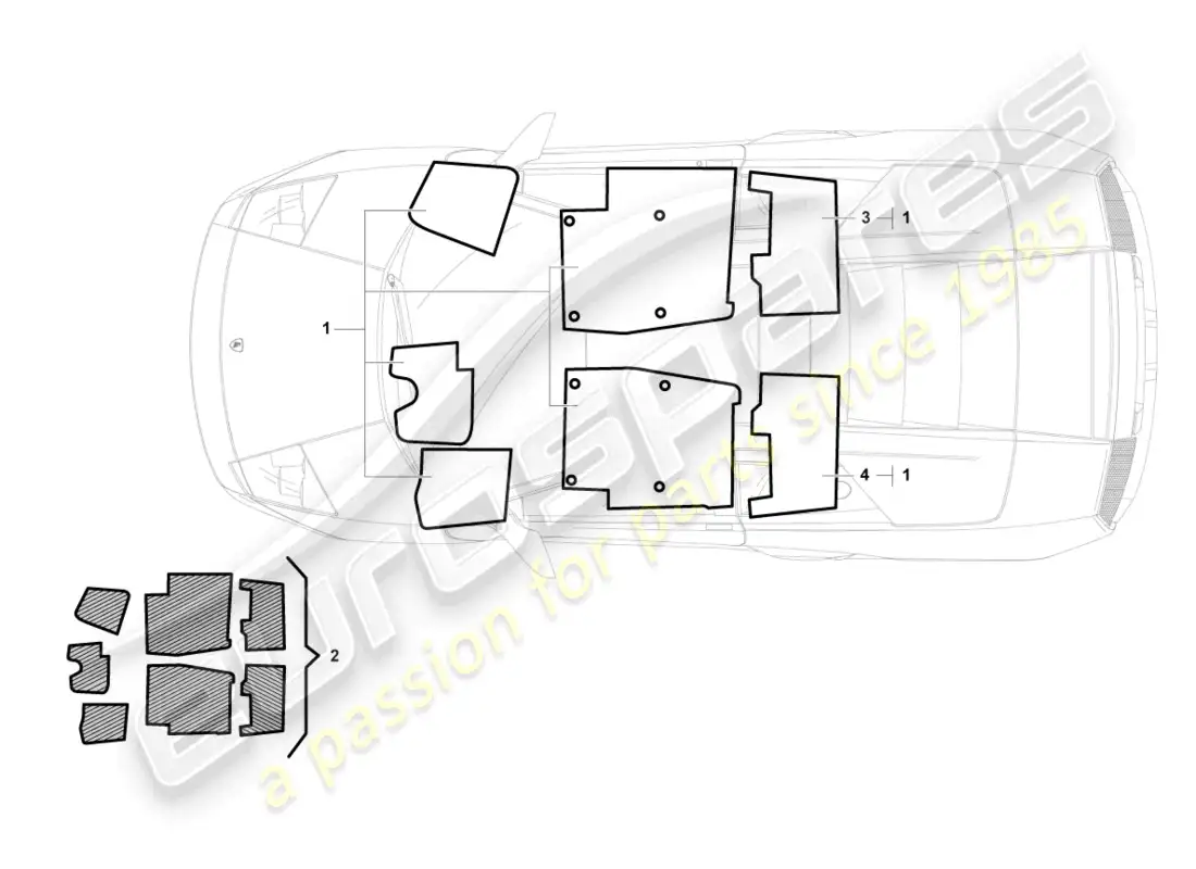 lamborghini lp640 roadster (2007) flooring (carpet) parts diagram