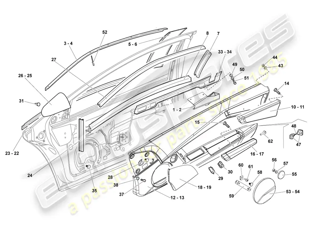lamborghini lp670-4 sv (2010) window guide parts diagram