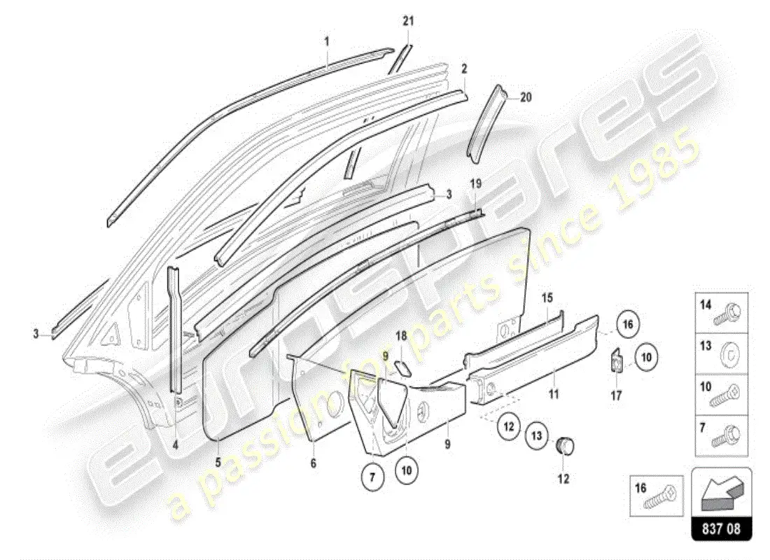 lamborghini diablo vt (1998) door parts diagram