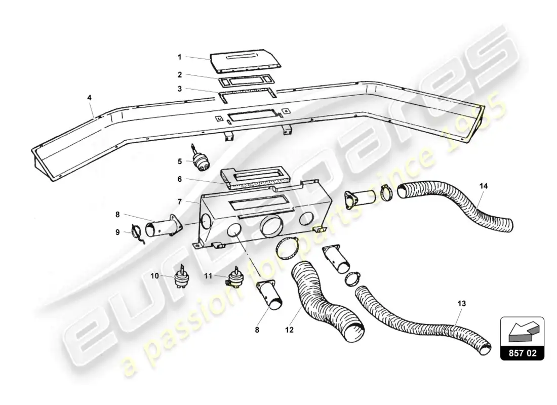 lamborghini countach 25th anniversary (1989) air coveiors parts diagram