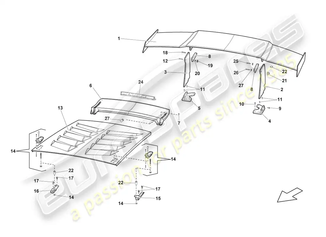 lamborghini blancpain sts (2013) rear lid parts diagram