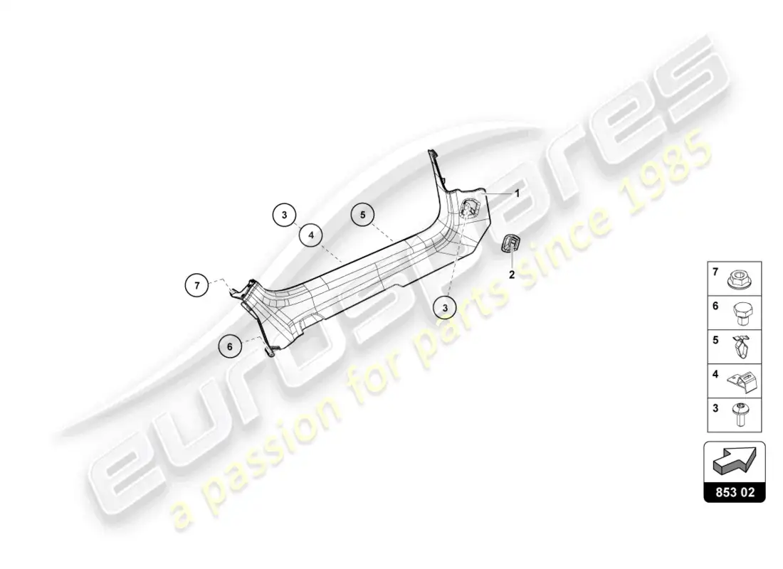 lamborghini evo coupe 2wd (2023) side member parts diagram