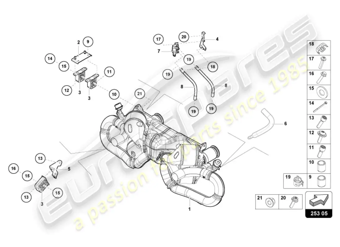 lamborghini sto (2024) silencer parts diagram