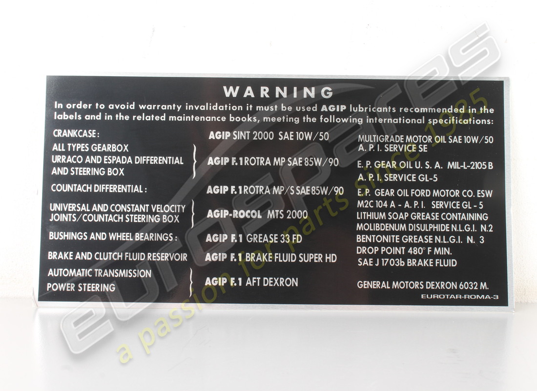 new lamborghini warning lubricants sticker. part number lst014 (1)