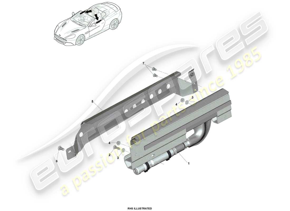 aston martin vanquish (2014) curtain airbag, volante part diagram