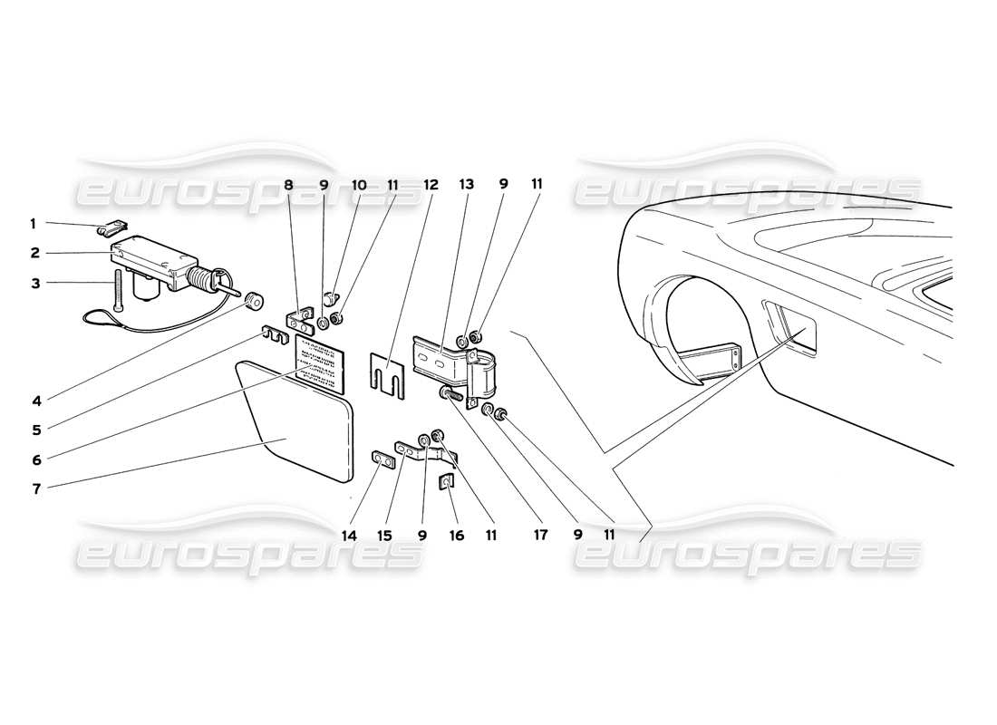 lamborghini diablo sv (1999) fuel cap (valid for usa and canada - july 1999) parts diagram