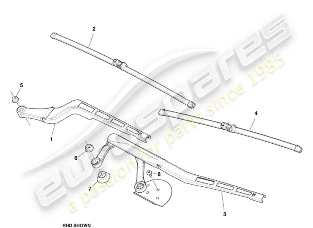 aston martin db9 (2004) wiper blade assembly, 12my part diagram