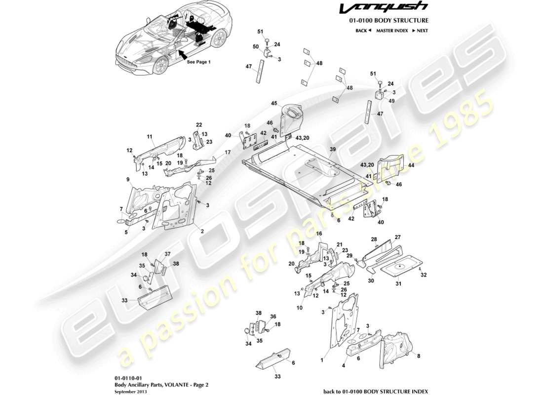 aston martin vanquish (2017) ancillary parts, volante, page 2 part diagram