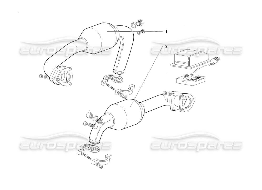 lamborghini diablo sv (1998) exhaust system (valid for usa and canada - november 1998) parts diagram