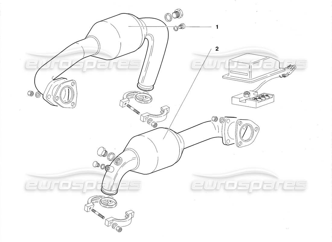 lamborghini diablo roadster (1998) exhaust system (valid for usa and canada 1998) parts diagram