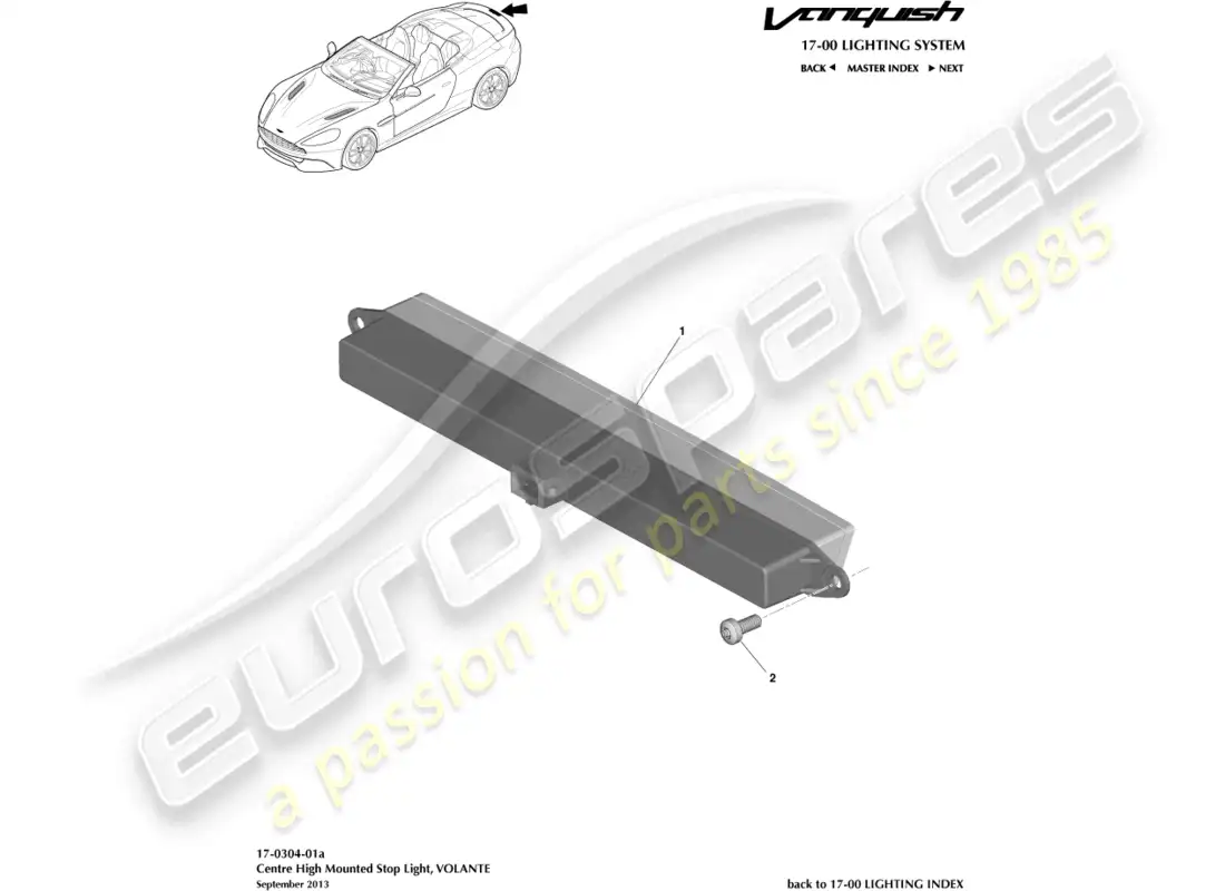 aston martin vanquish (2018) high mounted stop light, volante parts diagram