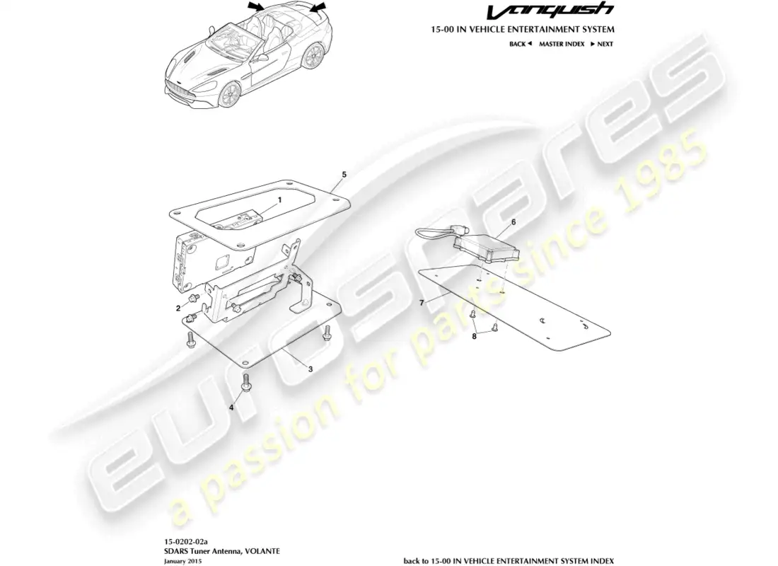 aston martin vanquish (2015) sdars tuner, volante parts diagram