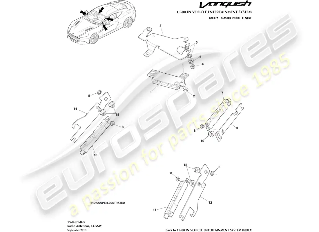 aston martin vanquish (2015) radio antenna, 14.5my parts diagram