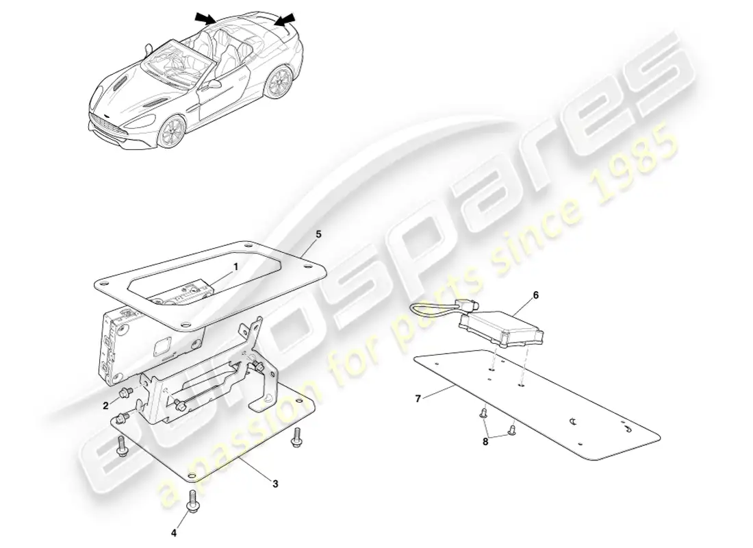 aston martin vanquish (2014) sdars tuner, volante parts diagram