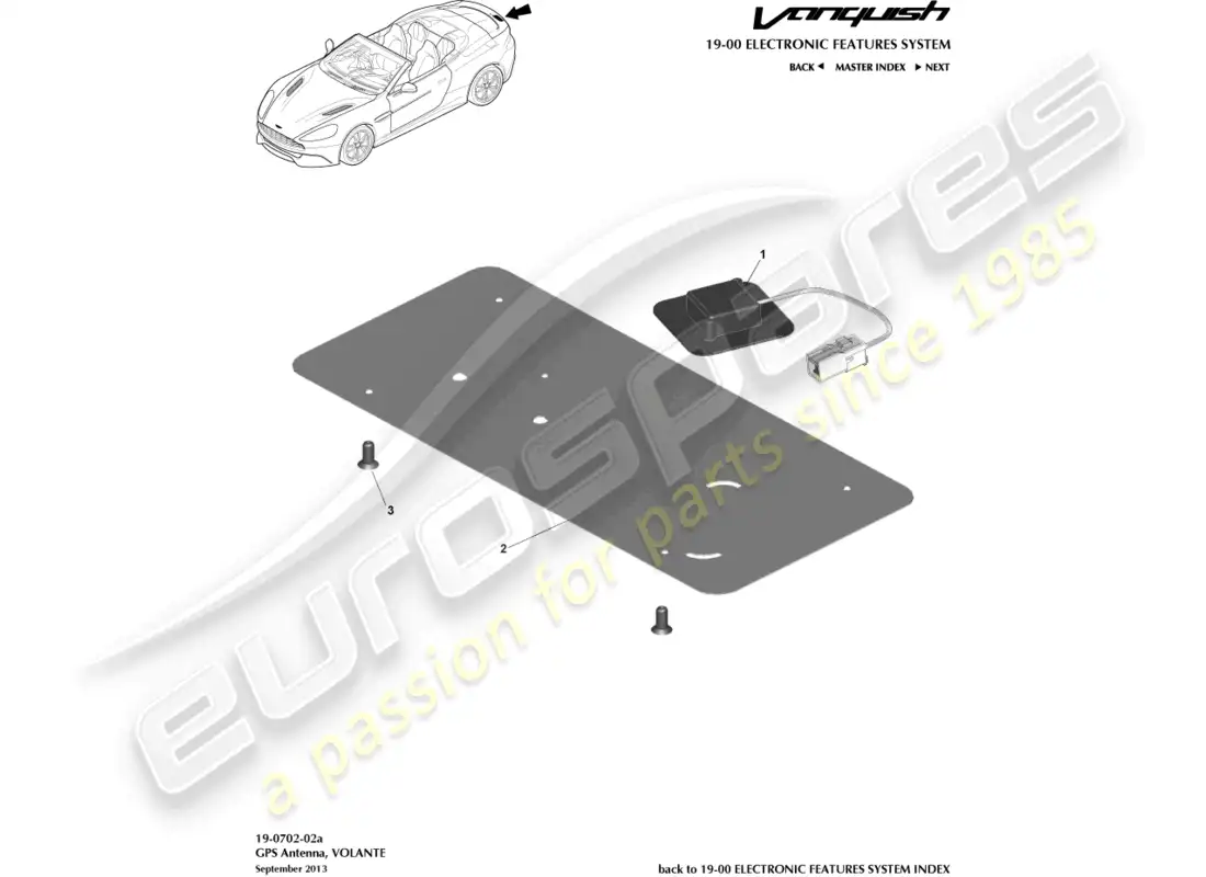 aston martin vanquish (2018) gps antenna, volante parts diagram