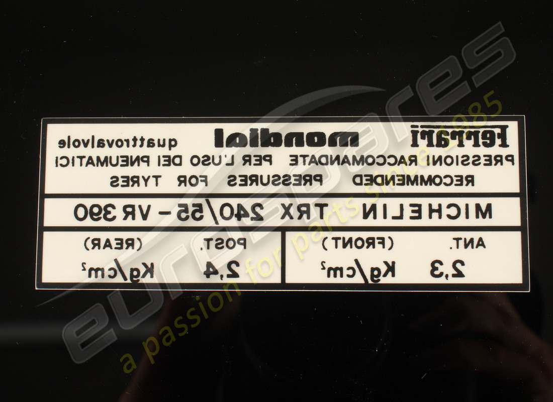 new ferrari mondial tyre pressure sticker. part number fst021 (1)