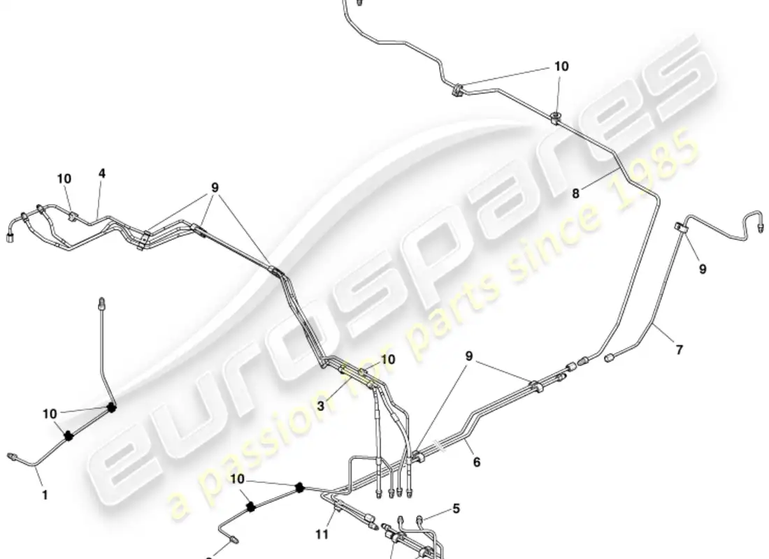 aston martin rapide (2018) brake lines & hoses, rhd parts diagram