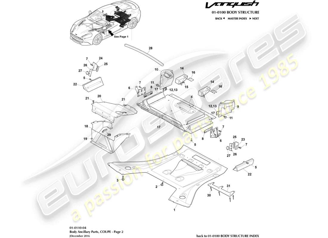 aston martin vanquish (2016) ancillary parts, coupe, page 2 part diagram