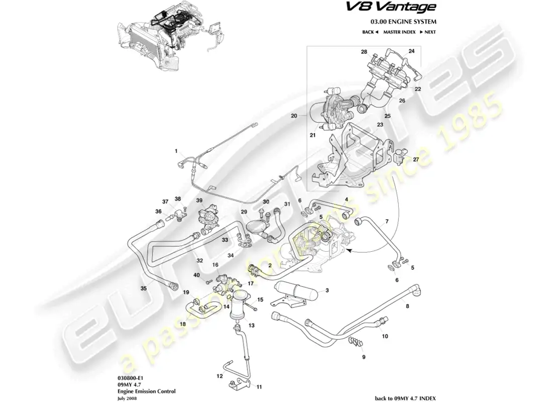 aston martin v8 vantage (2015) emission control part diagram