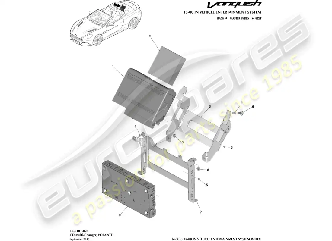 aston martin vanquish (2015) cd multi changer, volante parts diagram