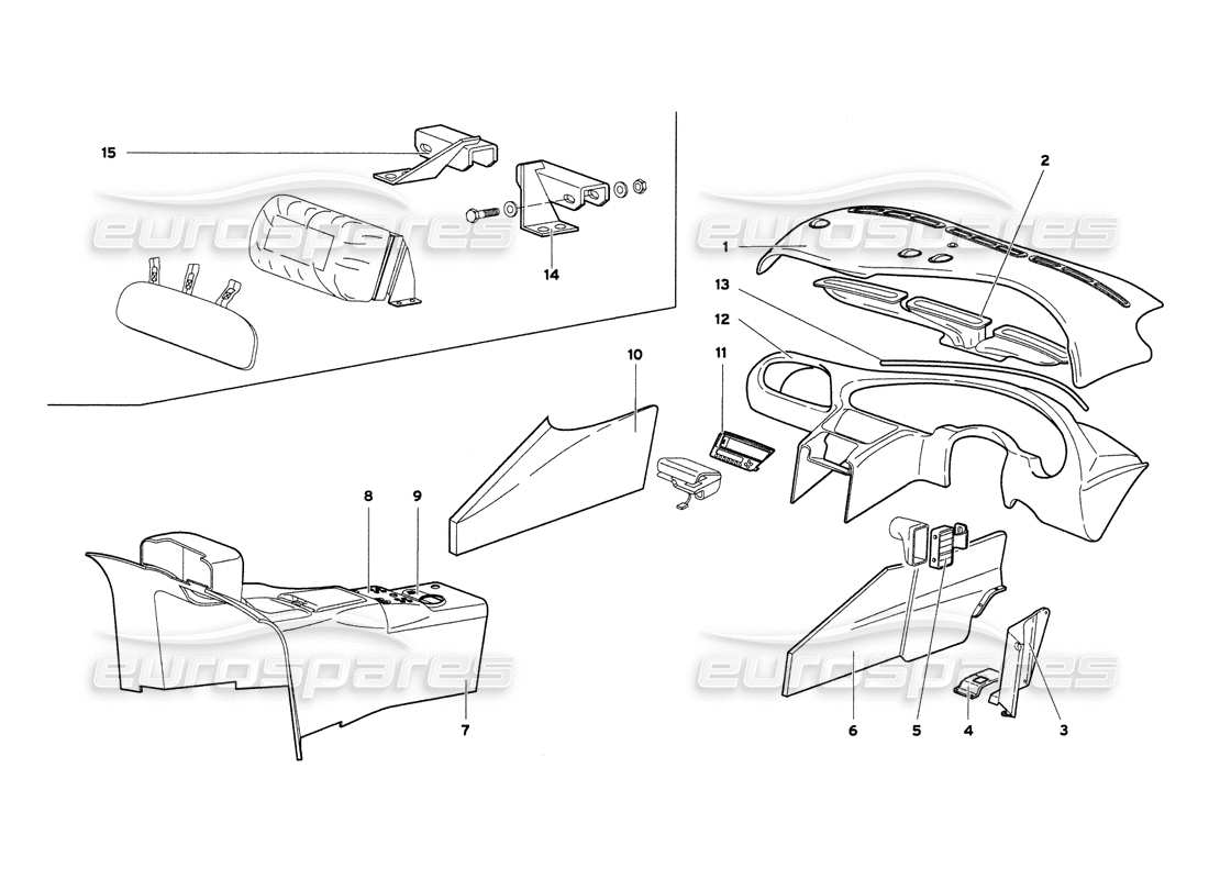 lamborghini diablo 6.0 (2001) passenger compartment trims parts diagram