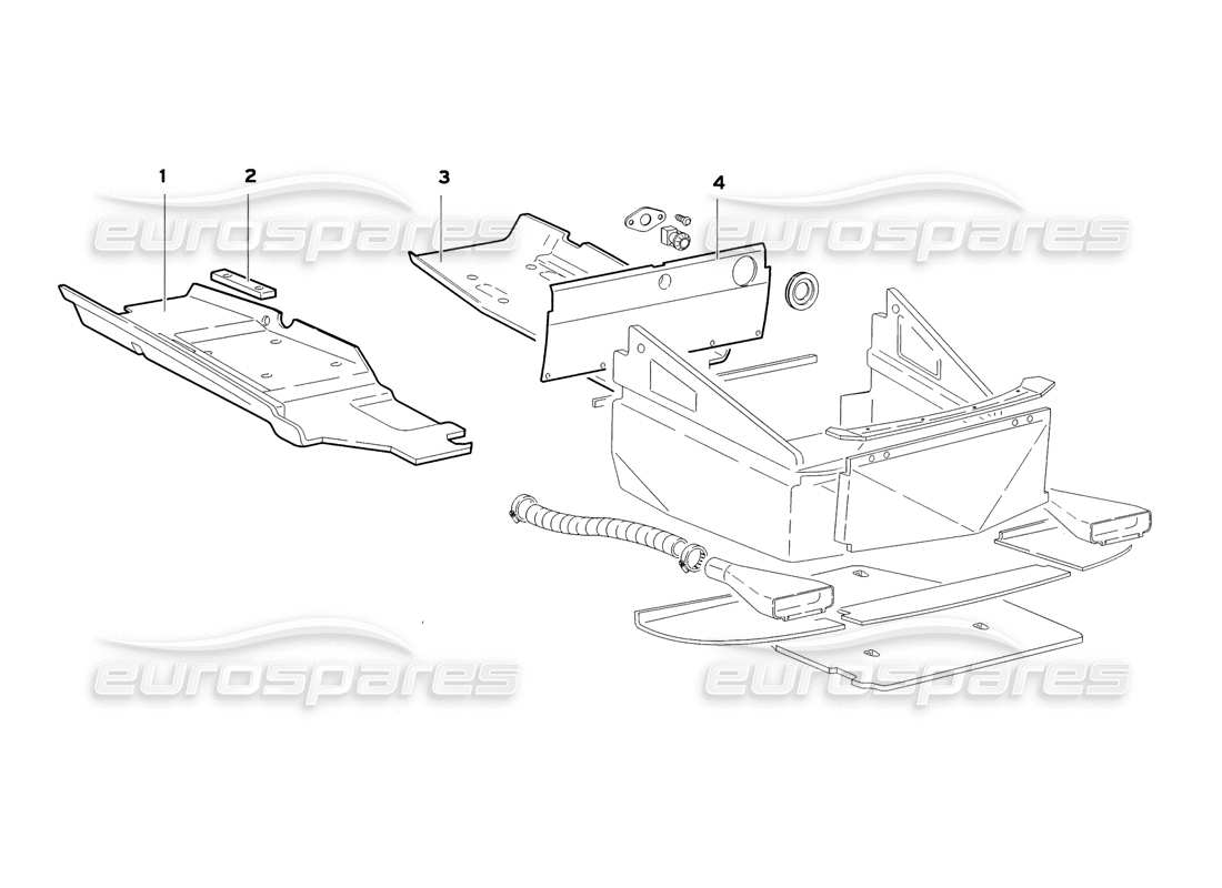 lamborghini diablo sv (1999) frame floor panels (valid for gb and australia - july 1999) parts diagram