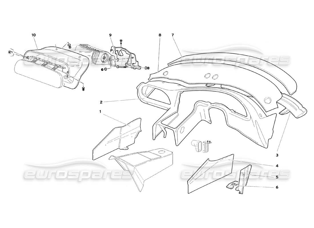 lamborghini diablo sv (1999) passenger compartment trims (valid for gb and australia - july 1999) parts diagram