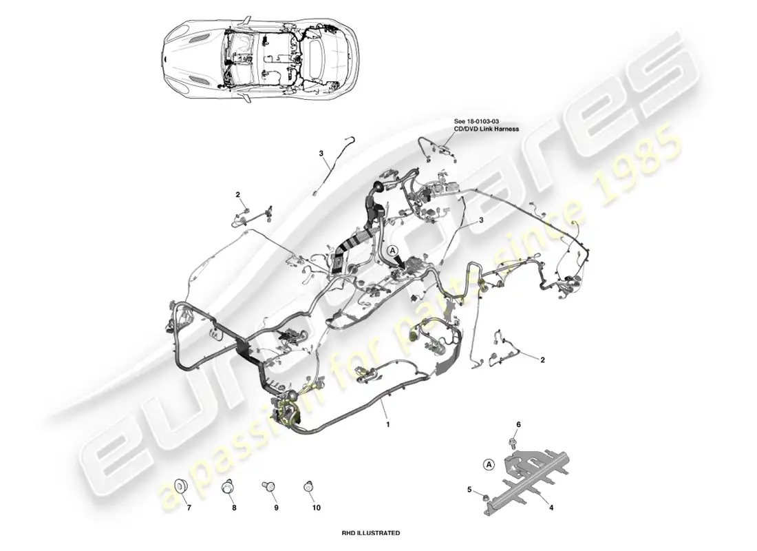 aston martin vanquish (2014) body harness, volante parts diagram