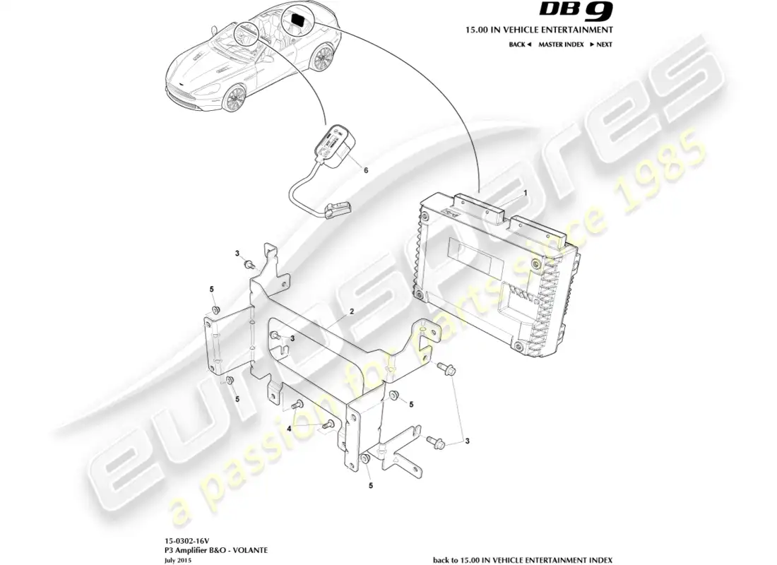 aston martin db9 (2013) p3 amplifiers, b&o, 16my, volante parts diagram