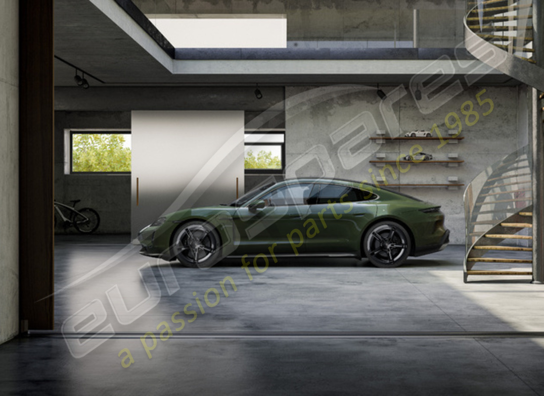 new porsche 21-inch mission e design summer wheel and tyre set - painted in black (high-gloss). part number 9j1073663kb (2)