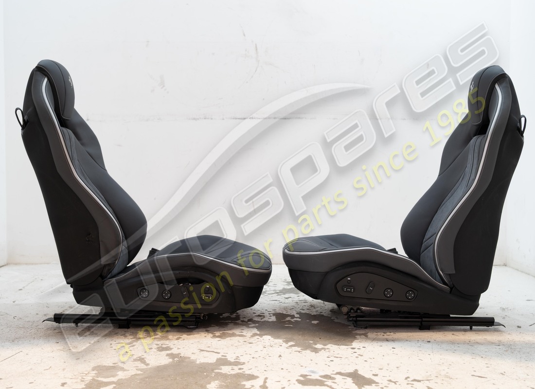 damaged eurospares full electric std style seats with alcantara centre & leather bolsters, horse stitched on headrest,. part number eap1563082 (9)