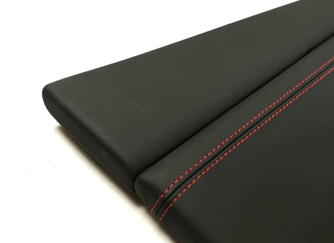 used eurospares ferrari 488 lh & rh door panels (black leather & red stitching). part number eap1374249 (2)