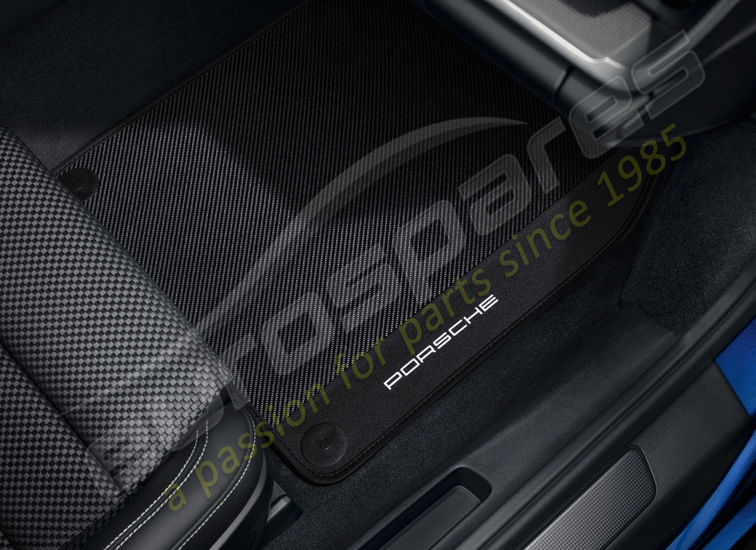 new porsche carbon floor mats with leather edging. part number 992044814a (1)