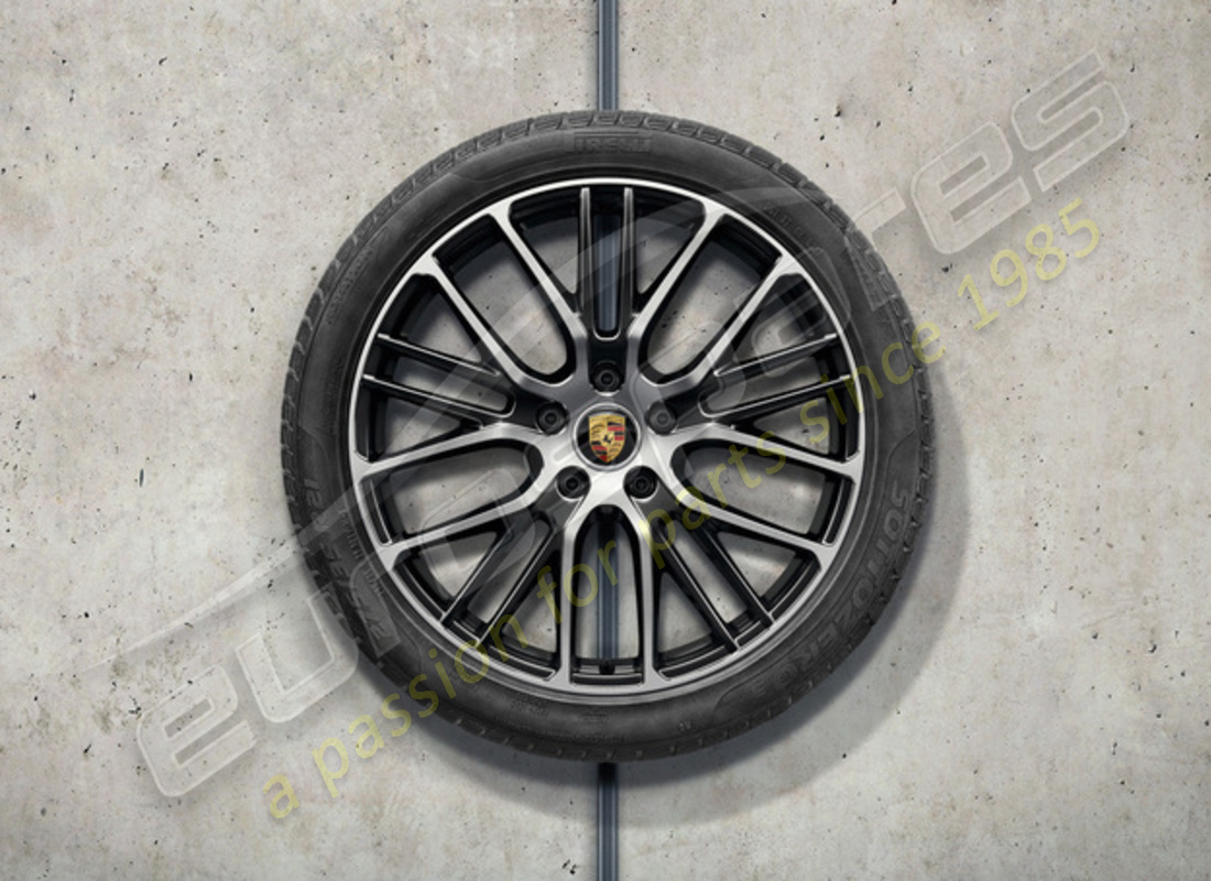 new porsche 21 inch exclusive design sport winter wheel and tyre set - painted in black (high-gloss). part number 971044630s (1)