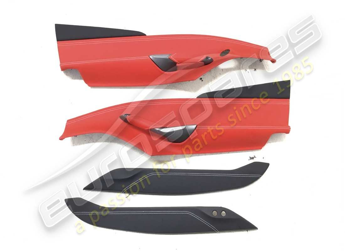 USED Eurospares Ferrari 488 LH & RH DOOR PANELS (RED LEATHER & WHITE STITCHING) . PART NUMBER EAP1374251 (1)