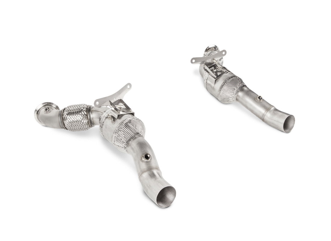 new akrapovic ferrari 488 gtb / 488 spider | link pipe set w/ cat (ss). part number lfess1 (1)