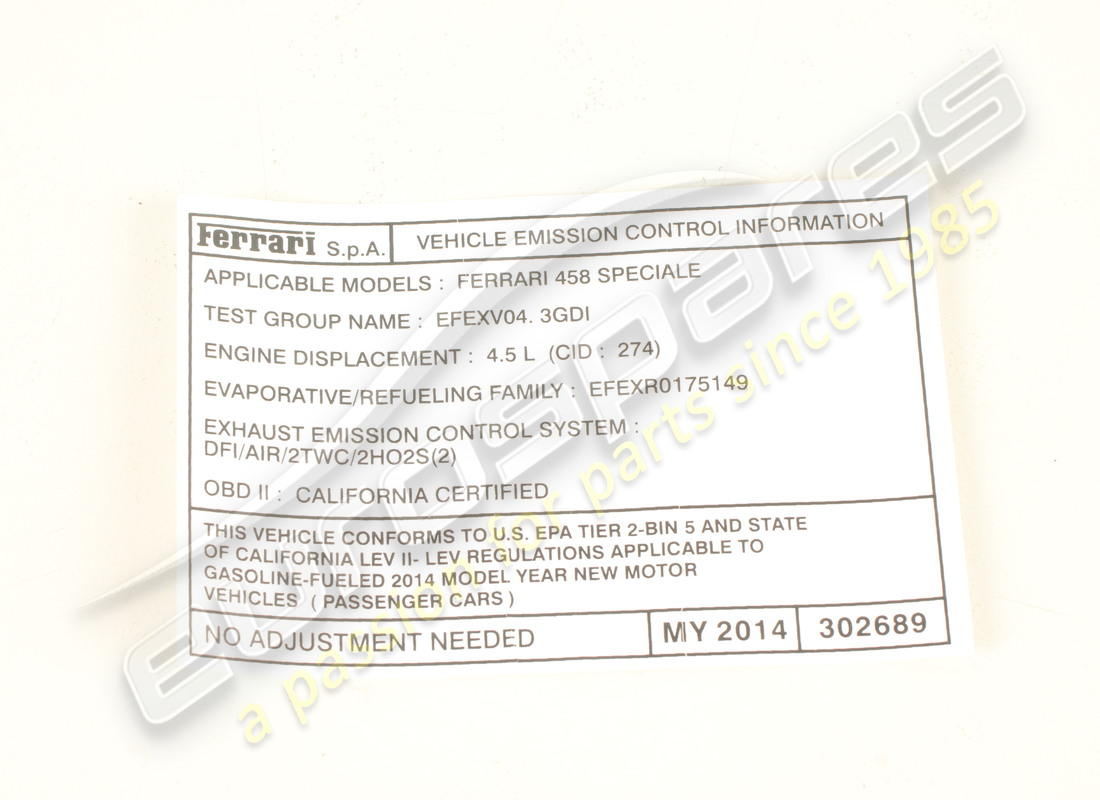 new ferrari 50s engine spec identificati. part number 302689 (1)