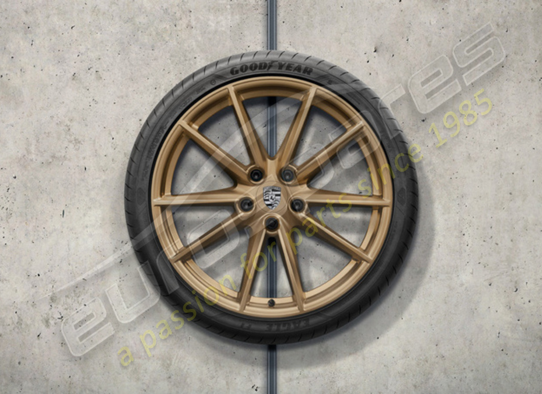 new porsche 20-/21-inch carrera s summer wheel and tyre set painted in aurum (satin-gloss). part number 992044660d (1)