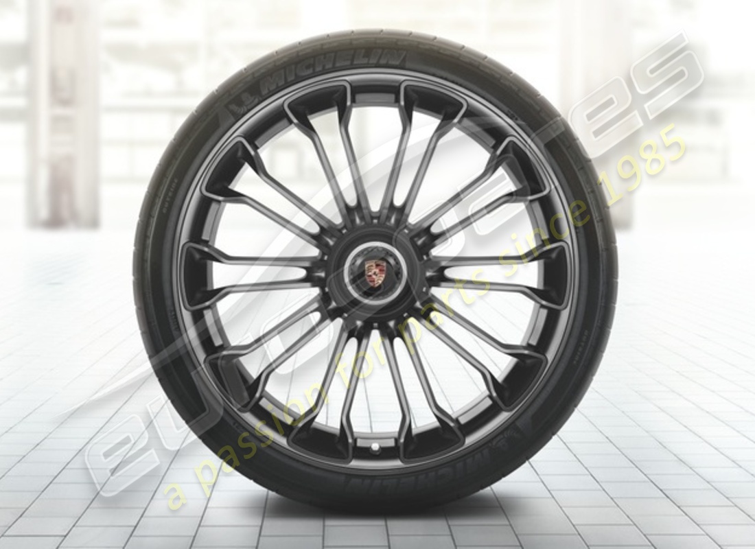new porsche 20/21 inch summer wheel and tyre set - painted in platinum (satin-matt). part number 91804460004 (1)
