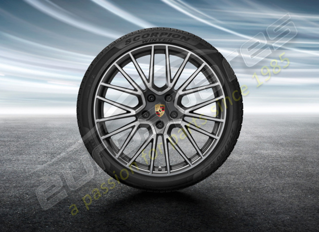 new porsche 21 inch rs spyder design winter wheel and tyre set. part number 9y0044630h (1)