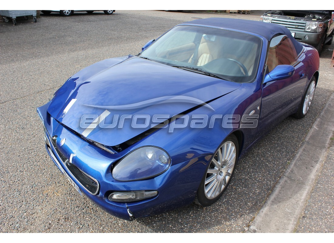 maserati 4200 spyder (2004) being prepared for dismantling at eurospares