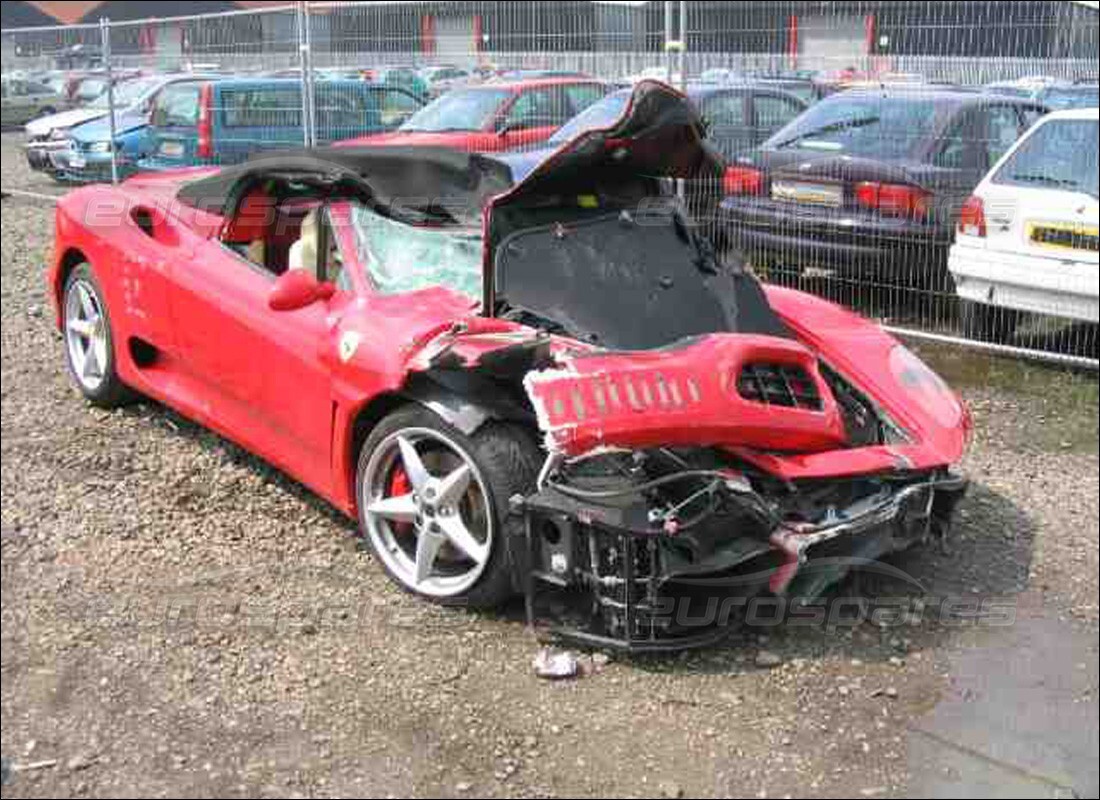 ferrari 360 spider being prepared for dismantling at eurospares