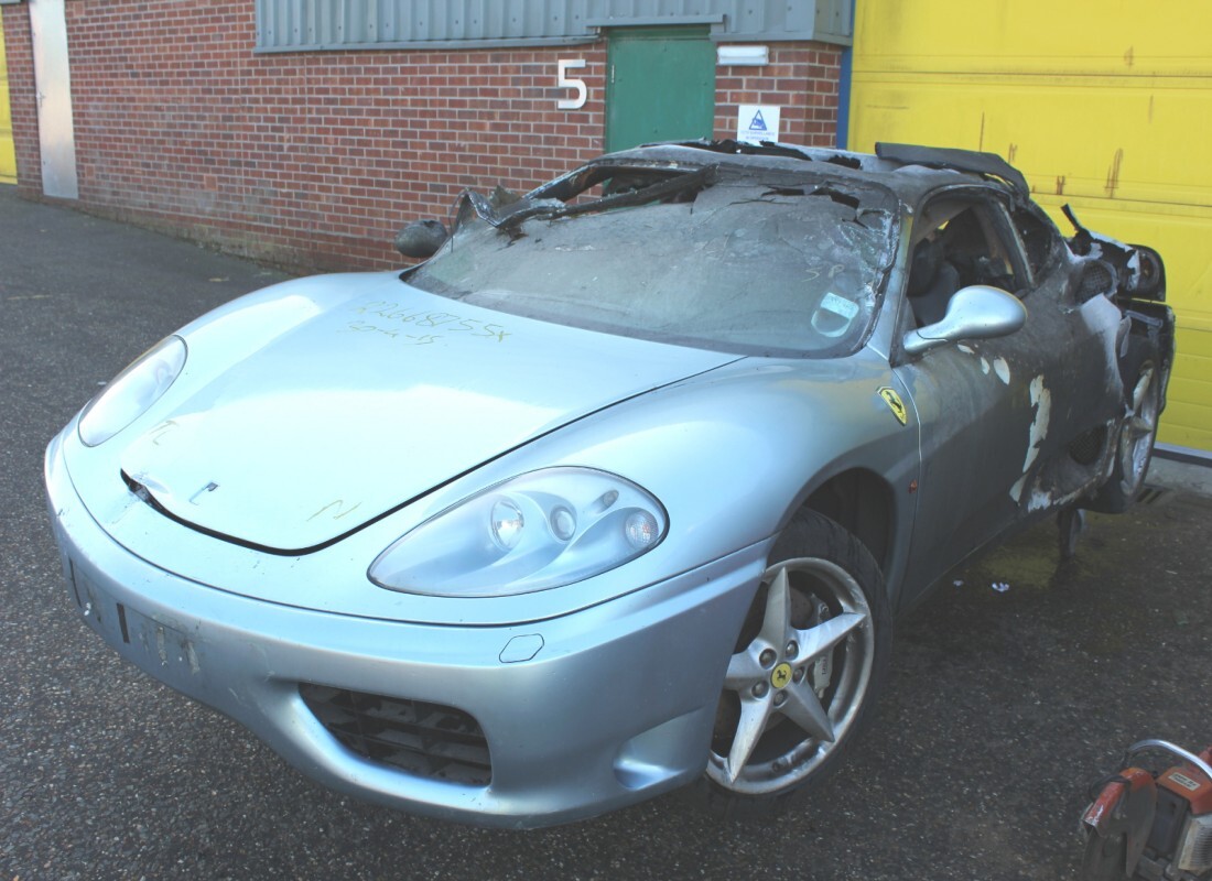 ferrari 360 modena being prepared for dismantling at eurospares